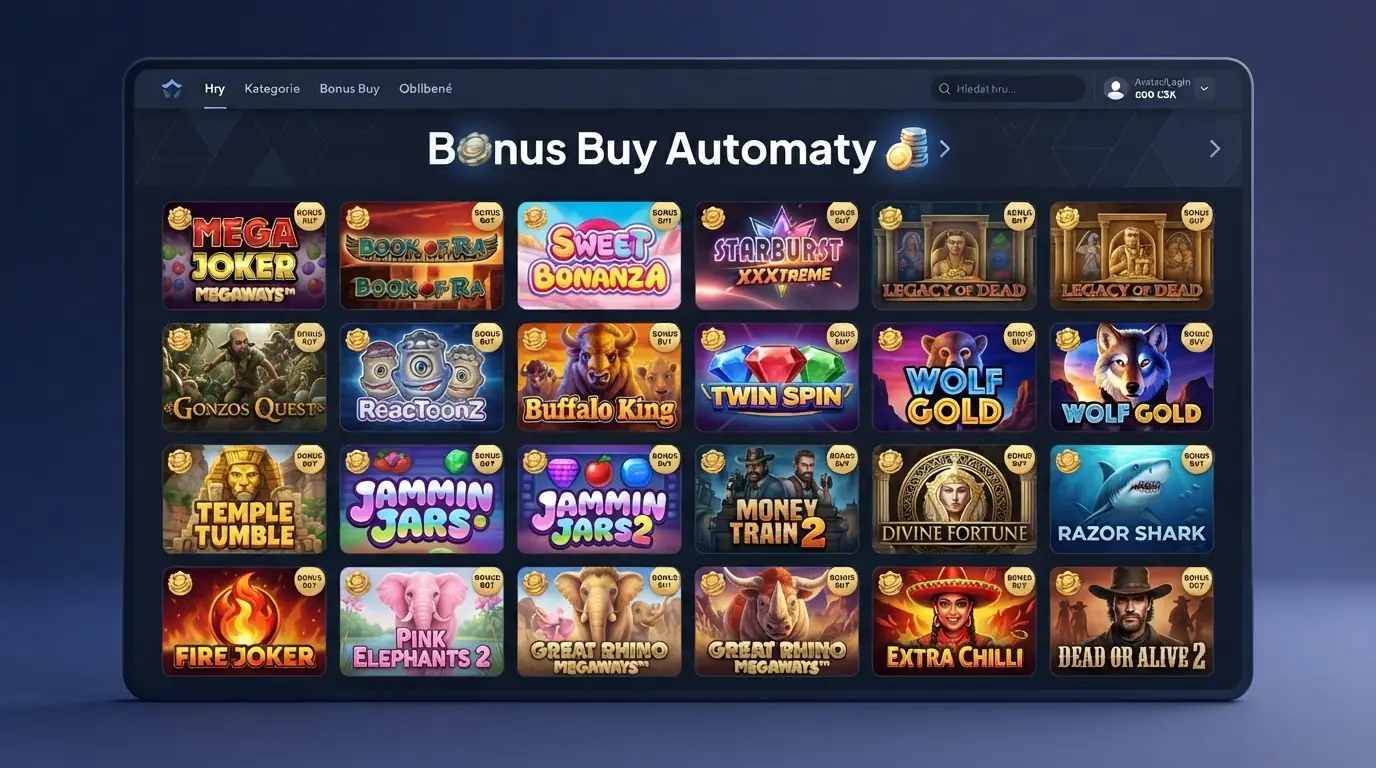 Přehledová tabulka nebo vizuální srovnání deseti českých licencovaných online casin s nabídkou bonus buy automatů