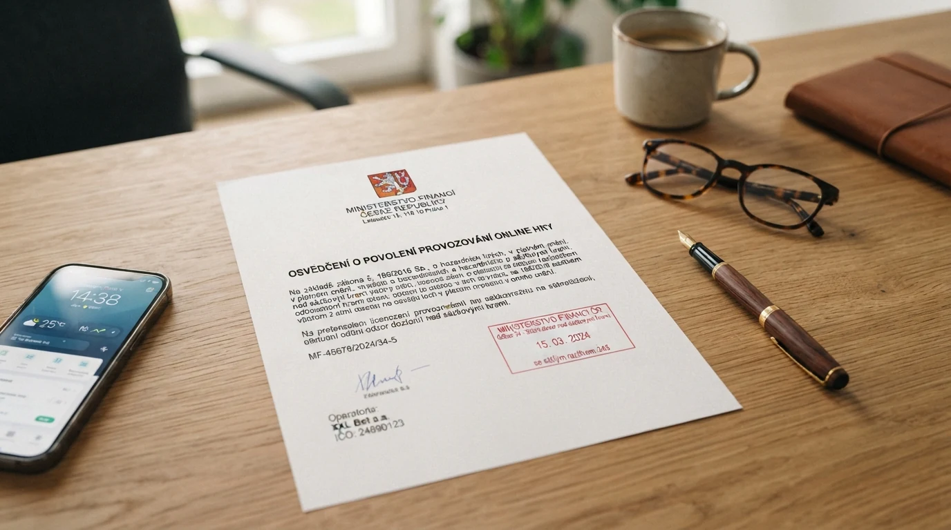 Dokument s razítkem Ministerstva financí a textem zákona o hazardních hrách