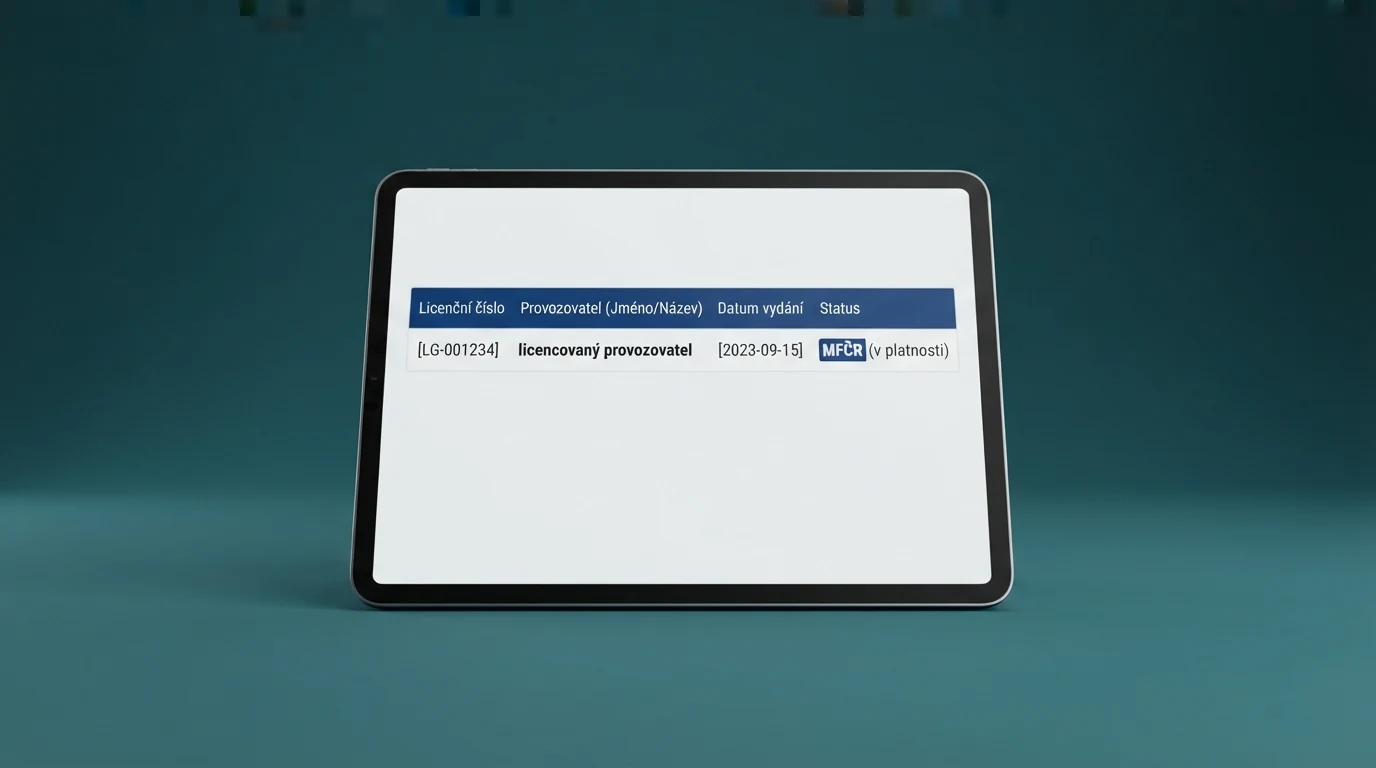 Výřez z veřejného seznamu licencovaných provozovatelů hazardních her MFČR s vyznačenými online kasiny