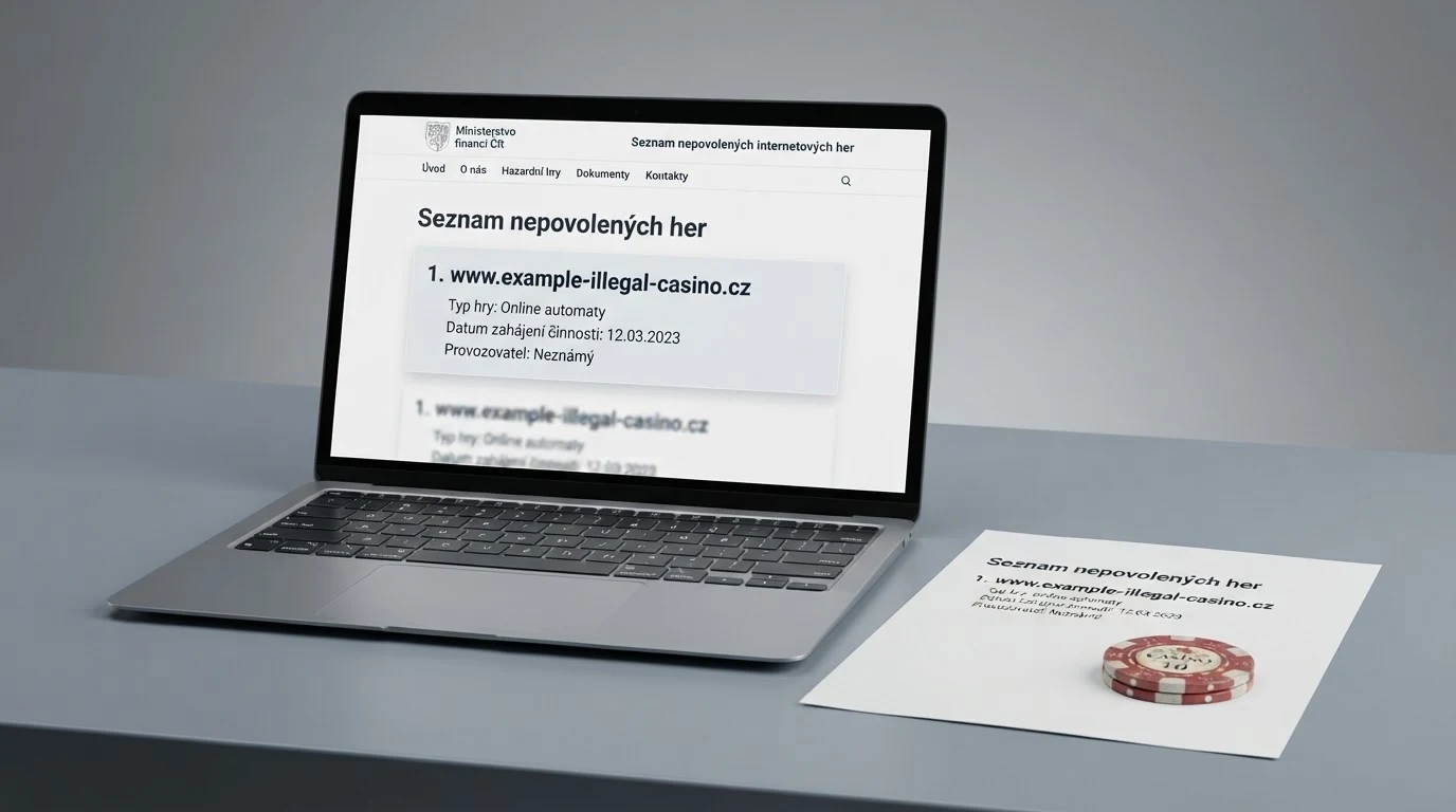 Výřez oficiálního Seznamu nepovolených internetových her zveřejněného Ministerstvem financí ČR
