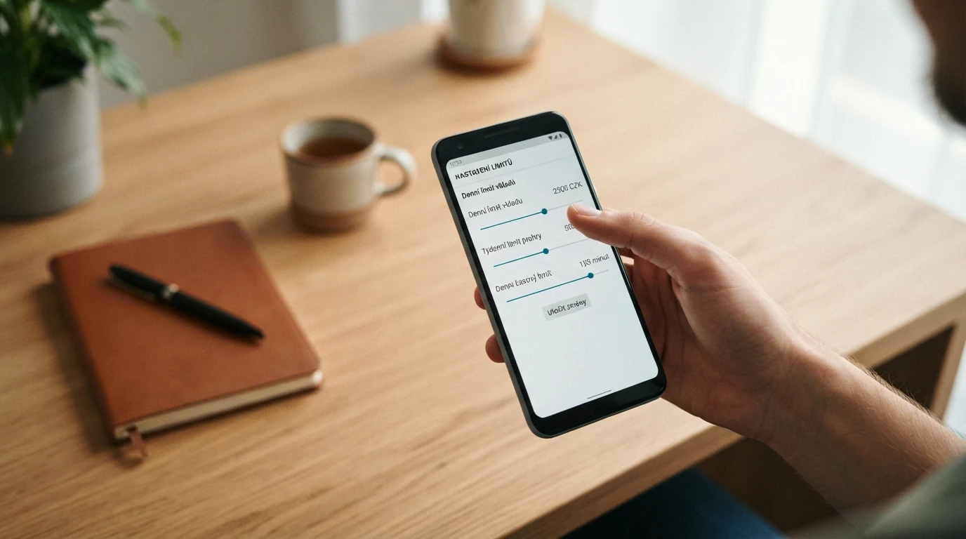 Nastavení sebeomezujících limitů při registraci — formulář s volbami denního, týdenního a měsíčního limitu vkladu