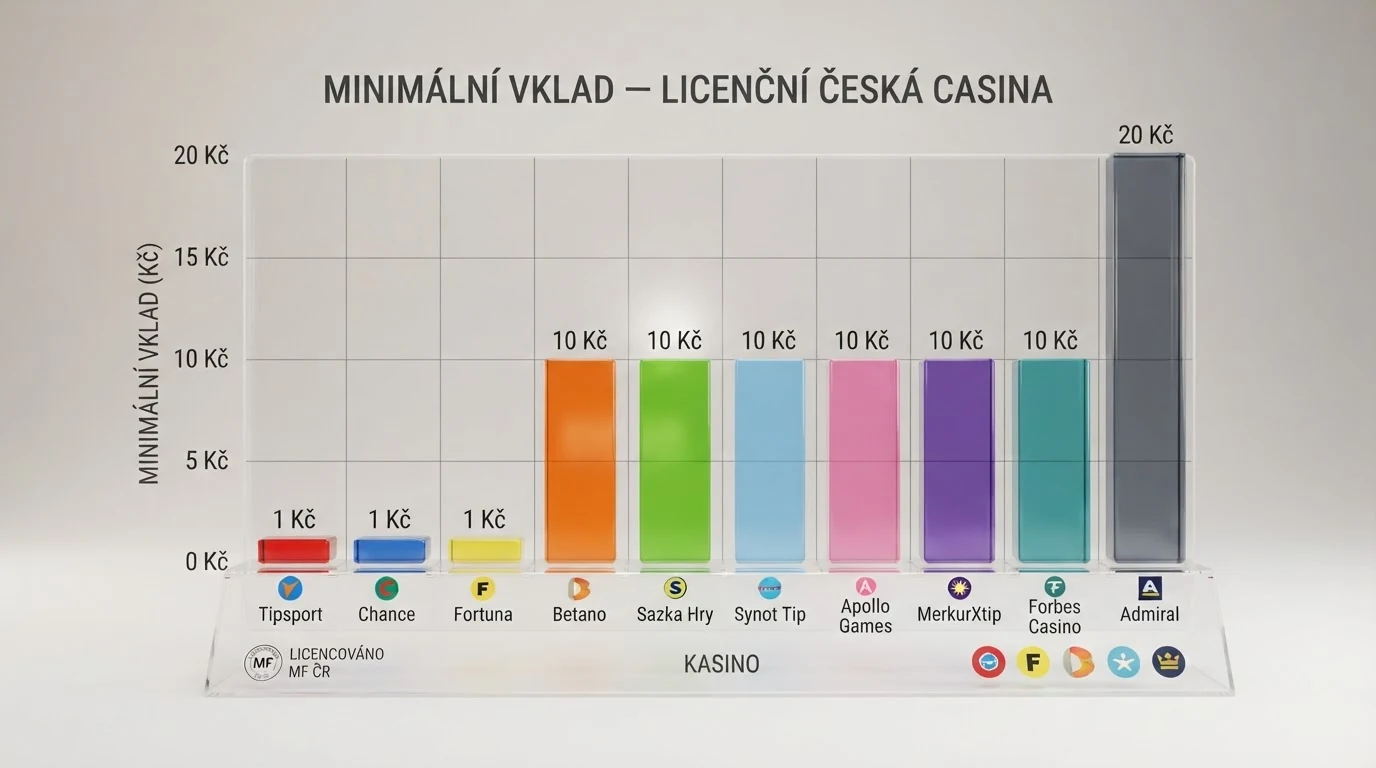 Srovnávací tabulka deseti českých licencovaných casin s jejich uvítacími bonusy a parametry