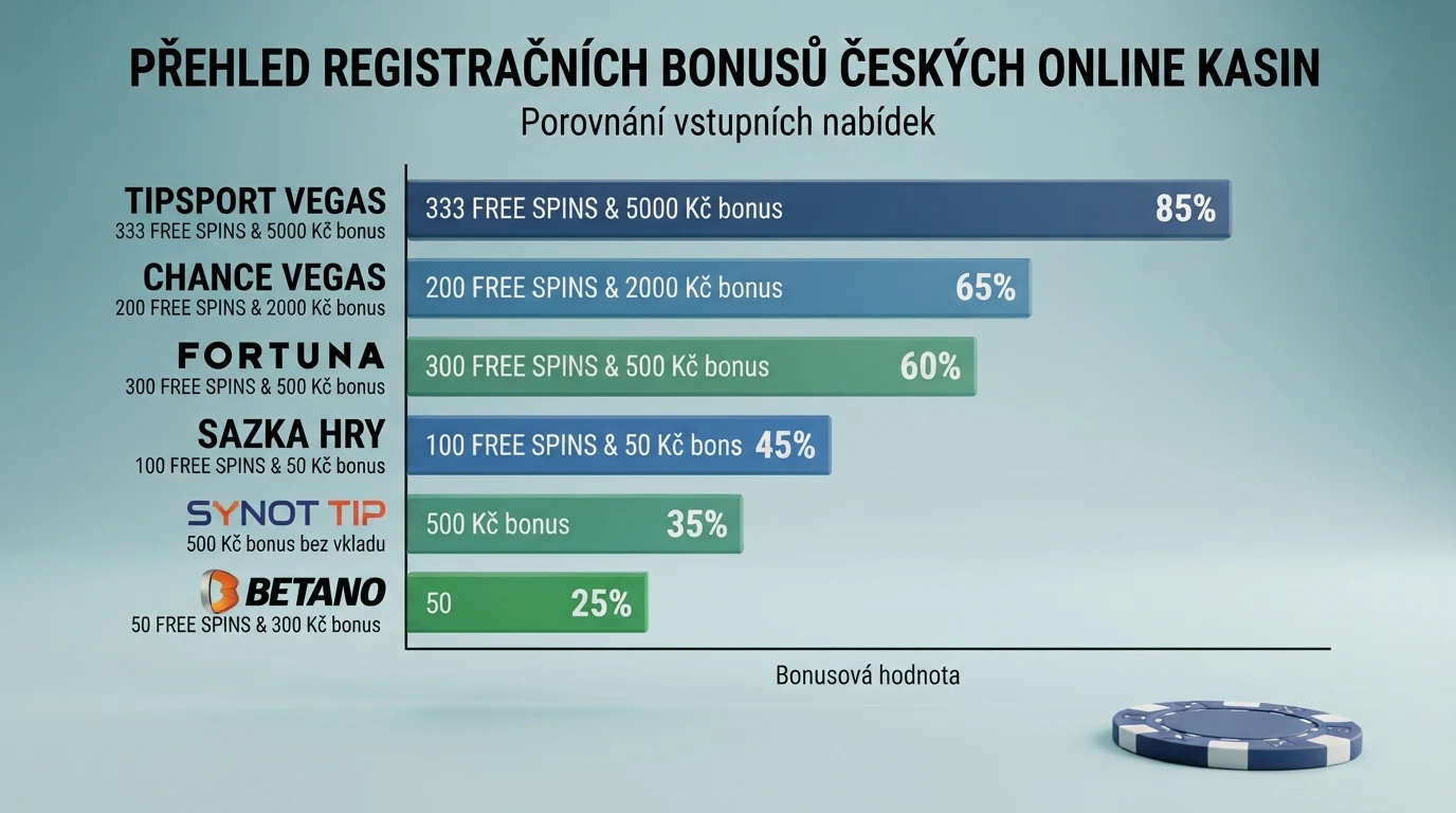 Přehledná tabulka s počty free spinů a podmínkami u jednotlivých českých operátorů